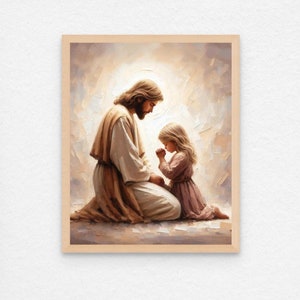 Her Savior, Christian Art, Jesus with Girl, Jesus Art, LDS Art, Bible Art, Jesus with Children, Christ Painting, Jesus Prints, Jesus Poster