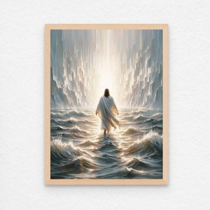 Miracle on Water, Modern Christian Art, Jesus Walking on Water, Jesus Prints, LDS Painting, Bible Prints, Picture of Jesus, Christian Prints