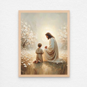 Your Belief, Christian Art, Jesus and Boy Praying, Jesus Painting, LDS Art, Bible Prints, Jesus and Child Art, Christian Wall Art, Jesus JPG