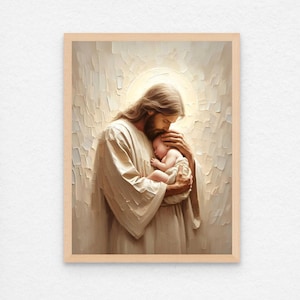Vida Linda, Arte Cristã Moderna, Jesus e Crianças, Jesus e o Bebê, Pintura de Jesus Cristo, Arte SUD, Arte de Parede da Bíblia, Arte de Batismo SUD