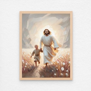 Days for Joy, Digital Christian Art, Jesus with Boy, Jesus Painting, LDS Art, Bible Prints, Christian Art for Kids, Jesus with Children Art