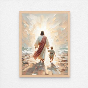 Jesus and Boy, Christian Art, Jesus with Children, Jesus Painting, LDS Art, Bible Painting, Jesus Printable Wall Art, Christian Painting PNG