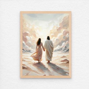 Guide Me Lord, Christian Painting, Jesus Walking with Woman, Jesus Painting, LDS Art, Bible Wall Art, Jesus and Girl Prints Printable PNG