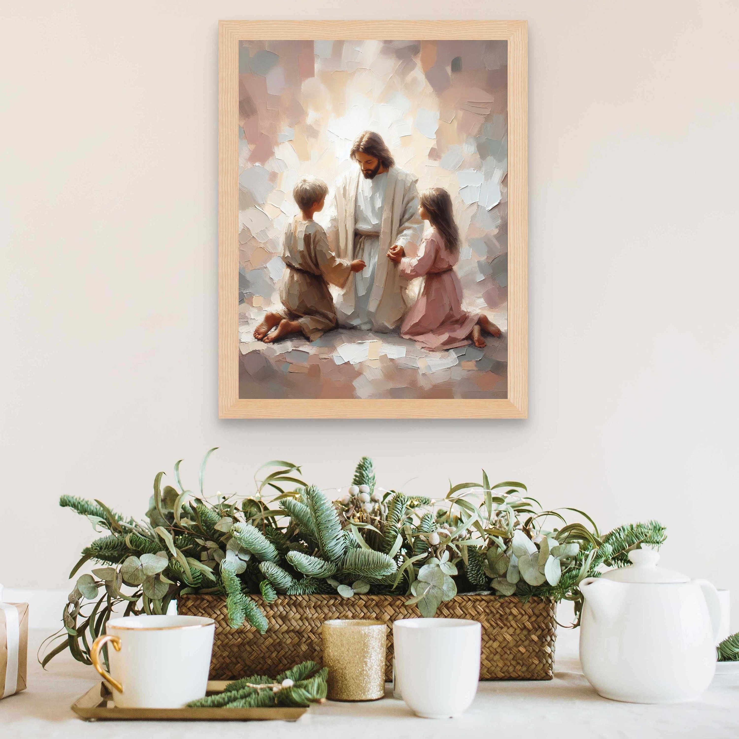 LSXARTQQ Set 3 Quadri Su Tela Cristiani Con Versetti Biblici, Stile Boho, 40x61 Cm, Opere D'arte Religiose Con Gesù, Pronte Da Appendere