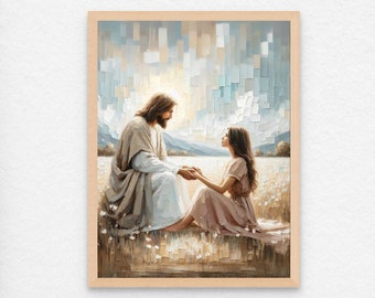 Time Together, Christian Wall Art, Jesus and Me Art, Jesus With Girl Art, LDS Decor, Bible Digital Art, Jesus Painting, Jesus and Woman Art