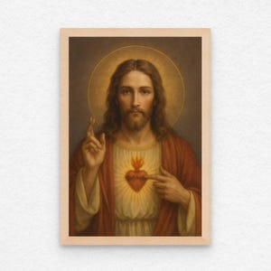 The Sacred Heart, Christian Wall Art, Sacred Heart of Jesus Art, Picture of Jesus, LDS Art, Bible Prints, Jesus Art, Jesus Prints, Jesus Art