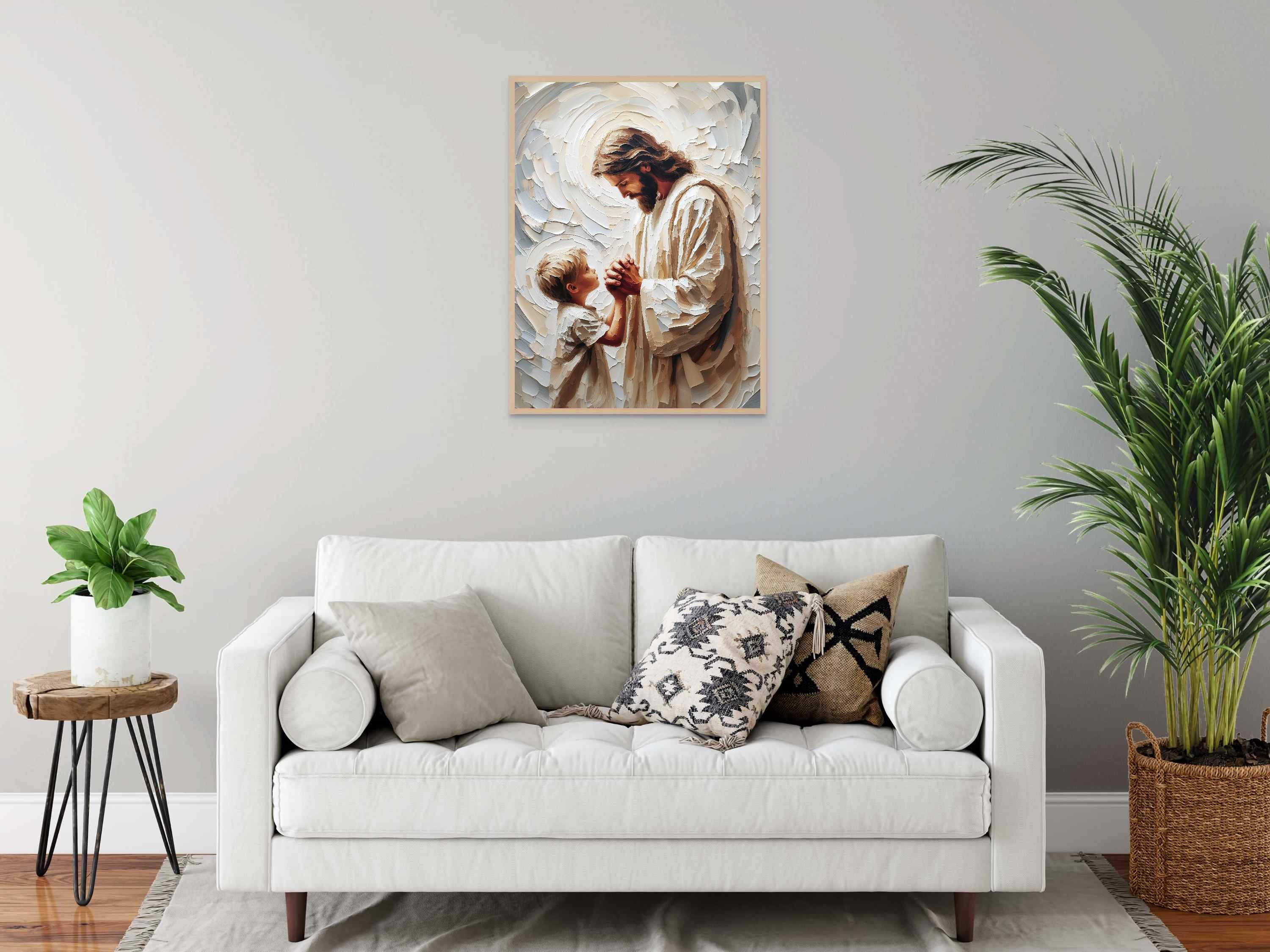 LSXARTQQ Set 3 Quadri Su Tela Cristiani Con Versetti Biblici, Stile Boho, 40x61 Cm, Opere D'arte Religiose Con Gesù, Pronte Da Appendere