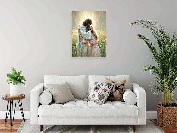 Finding Christ, Christian Art, Jesus Hugging Blonde Woman, Jesus