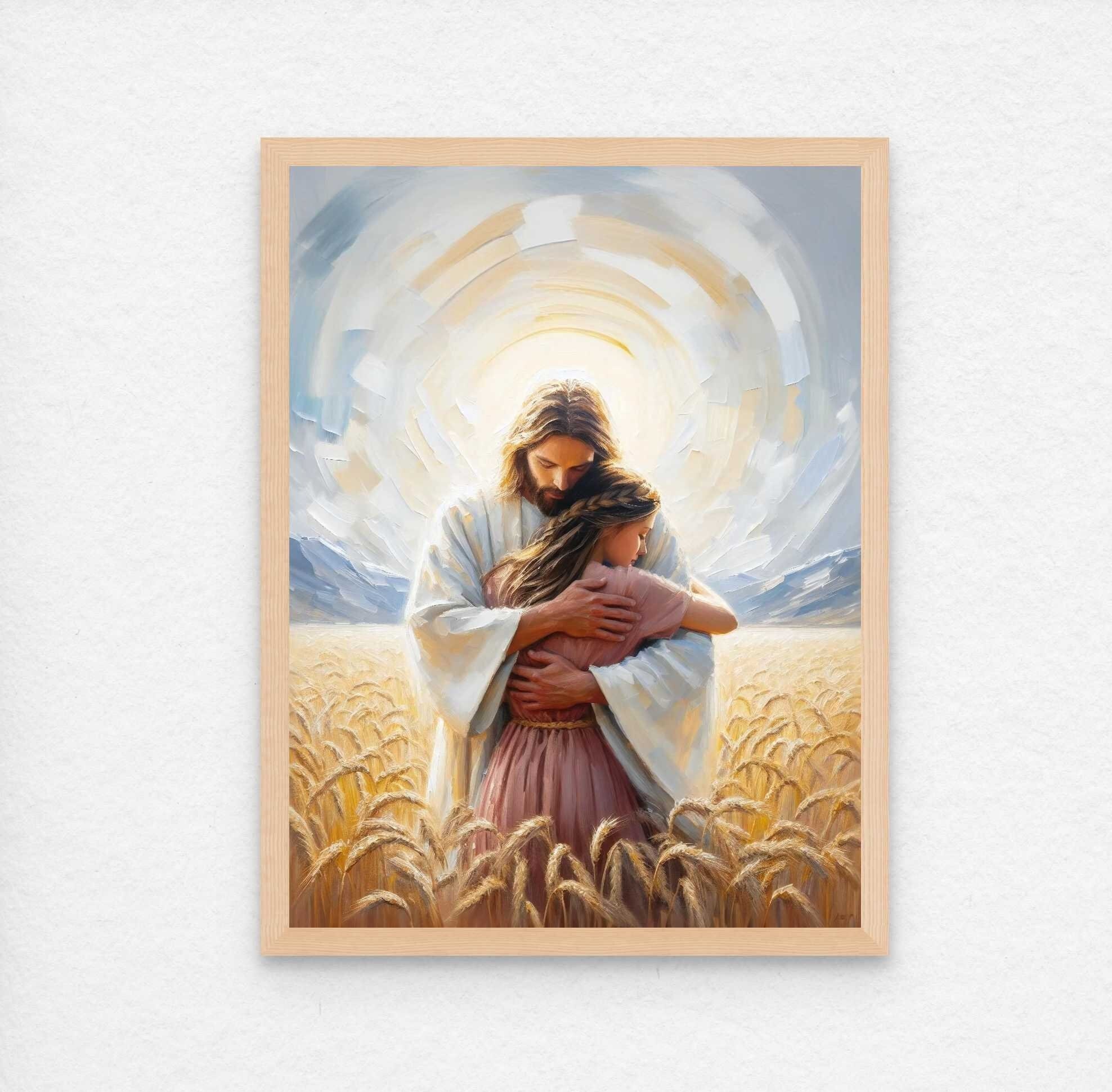 Finding Christ, Christian Art, Jesus Hugging Girl, Jesus Painting