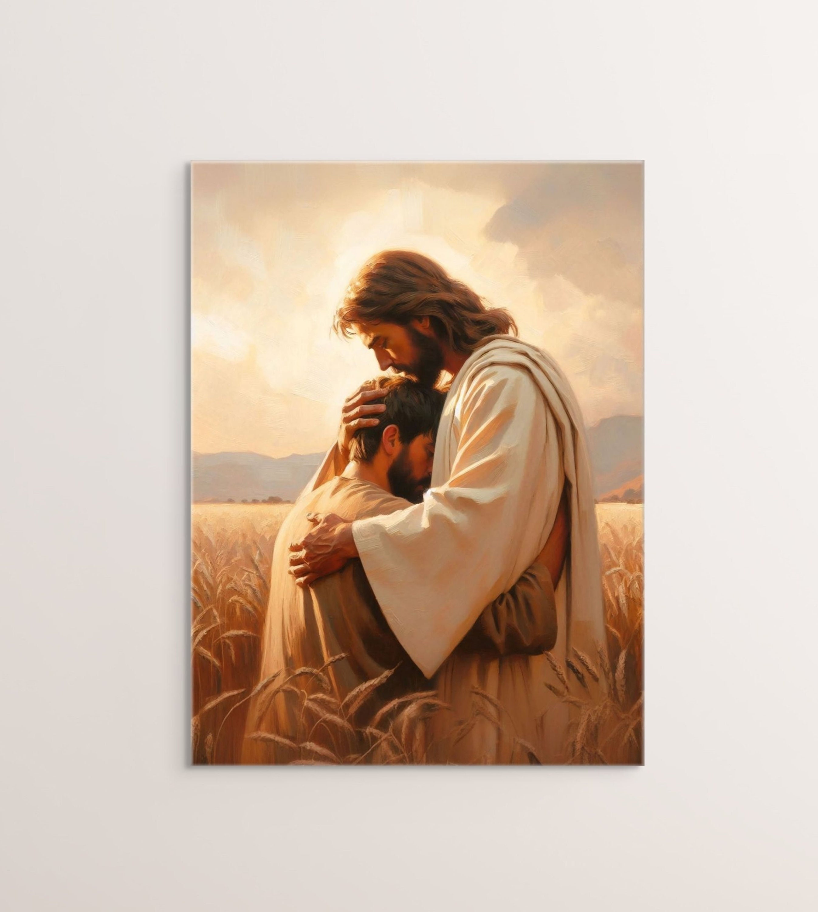 Love and Gratitude, Christian Wall Art, Jesus Hugging Man, Jesus Painting,  LDS Art, Bible Verse Wall Art, Jesus Good Shepherd, Jesus and Man - Etsy UK