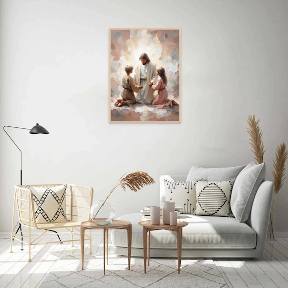 Lot De 3 Tableaux Jésus Encadrés 40x60 Cm - Versets Bibliques Minimalistes - Décoration Murale Chrétienne Salon/Chambre