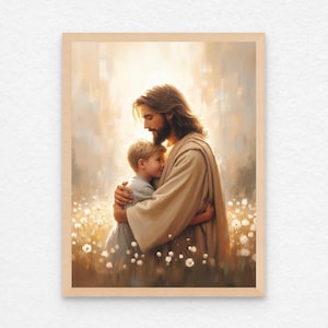 With Christ, Christian Art, Jesus with Boy, Christ Painting, LDS Art, Bible Art, Jesus with Children, Modern Christian Art, Christian Poster