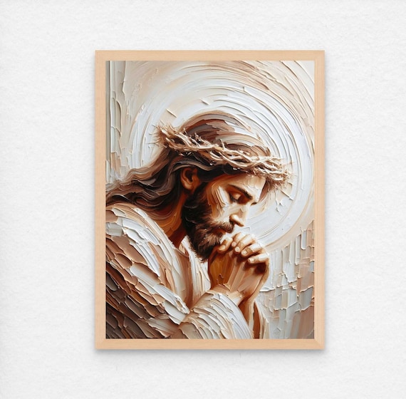 Prayer Portrait, Digital Christian Art, Jesus Prayer Art, Digital Jesus Painting, Jesus Portrait, LDS Art, Bible Printable, Jesus Prints