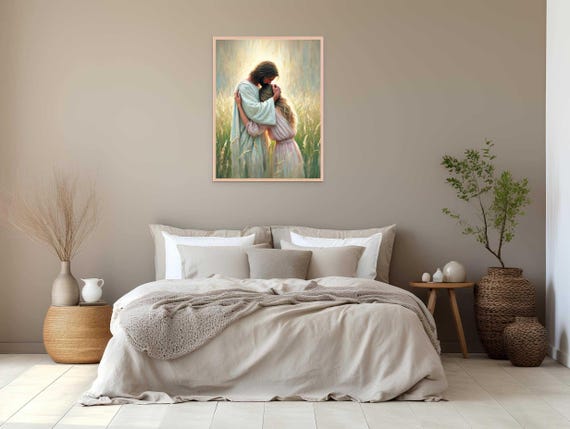 Finding Christ, Christian Art, Jesus Hugging Blonde Woman, Jesus