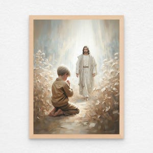 Pray and See, Christian Art, Jesus with Boy, Picture of Christ, LDS Art, Bible Wall Art, Jesus with Children, Jesus Prints, Christian Poster