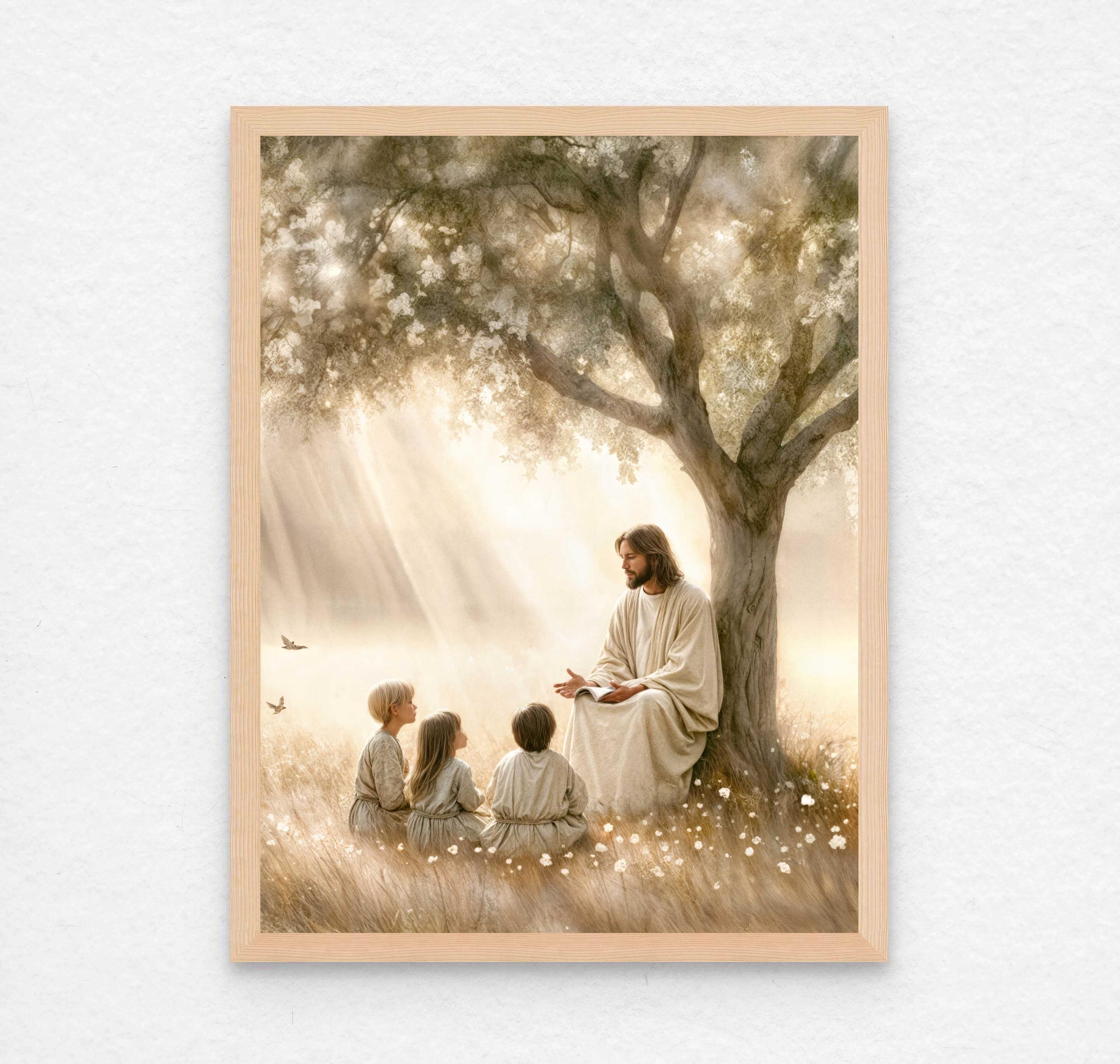 子供たちに教えるイエス、現代キリスト教美術、子供たちとイエス