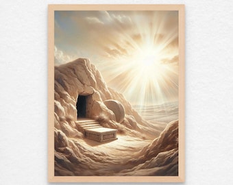 The Tomb is Empty, He is Risen, Christian Art, Easter Art, Jesus Painting, Bible Wall Art, Catholic Art, Christian Painting, Jesus Picture