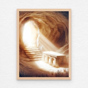 The Tomb is Empty, He is Risen, Christian Wall Art, Jesus Art, Christian Painting, Bible Art, Picture of Jesus, Easter Art, Christian Art