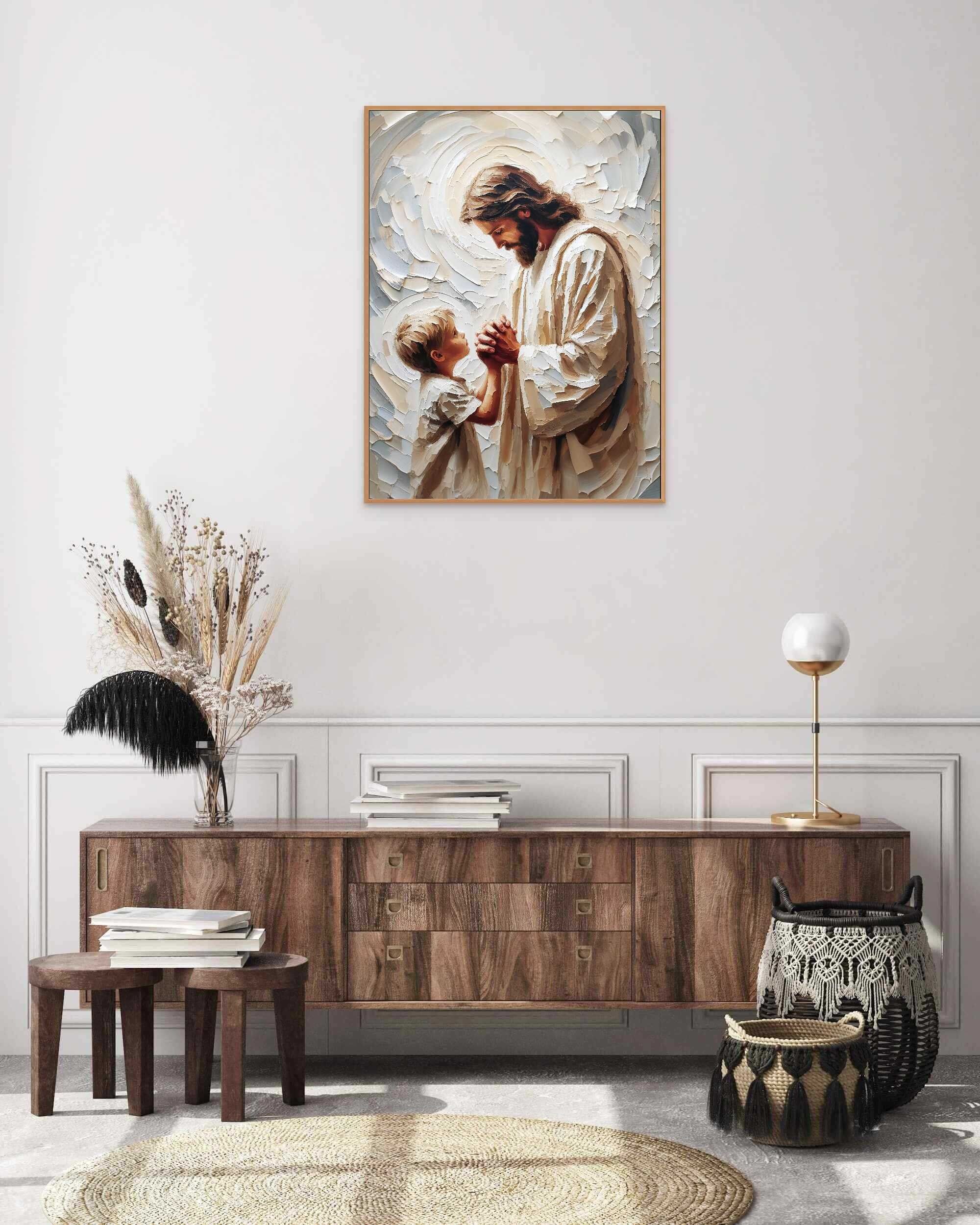 LSXARTQQ Set 3 Quadri Su Tela Cristiani Con Versetti Biblici, Stile Boho, 40x61 Cm, Opere D'arte Religiose Con Gesù, Pronte Da Appendere