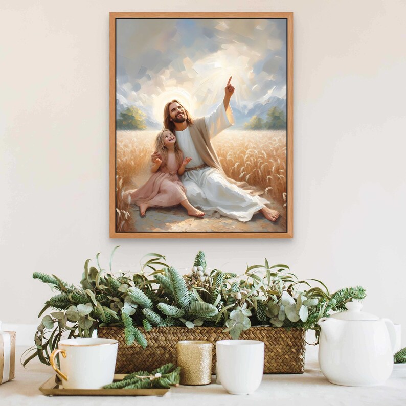 Light in the Sky, Modern Christian Art, Jesus and Girl Art, Jesus ...