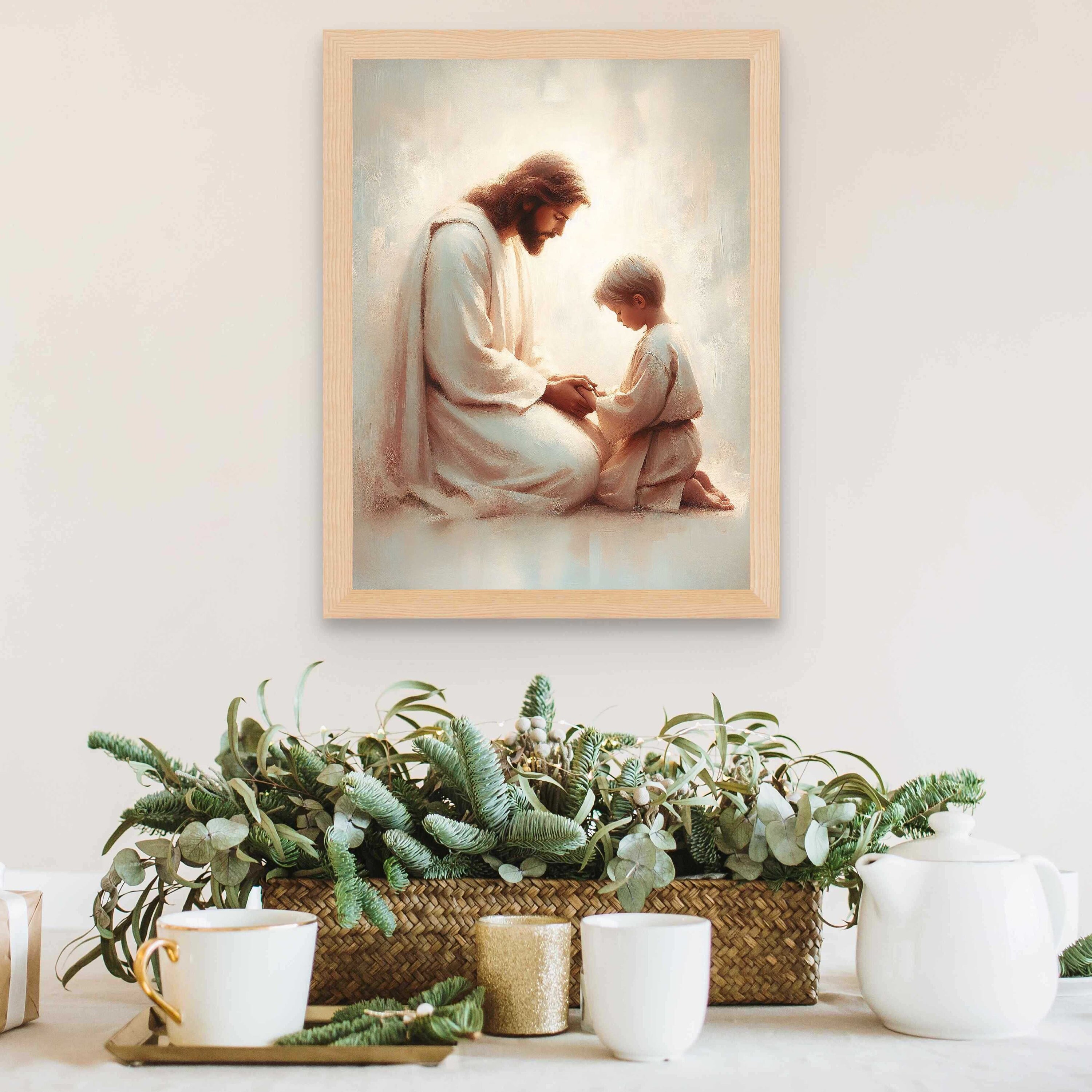 Jesus and Boy, Christian Painting, Jesus With Children Art, Jesus Painting,  LDS Art, Bible Verse Wall Art, Christian Nursery Printable Art - Etsy, image size:3000x3000
