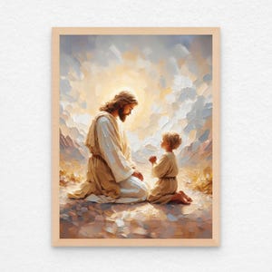 Er Hört zu, moderne christliche Kunst, Jesus und Junge, Jesus Wandkunst, LDS Drucke, Bibelkunst, Christus mit Kindern, Jesus Drucke, christliches Poster