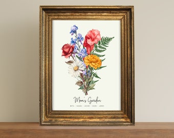 Personalized Gifts Moms Garden Bouquet Mothers Day Gift for Mom Custom Family Birth Flower Bouquet Download