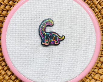 Sujetador de agujas de bordado/punto de cruz de dinosaurio neón que brilla en la oscuridad