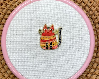 Sujetador de agujas para bordado/punto de cruz de gato rojo elegante