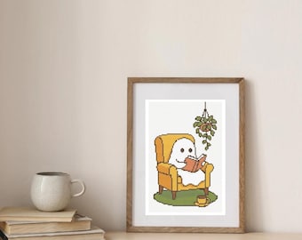 Cozy Ghost Cross Stitch pattern digital download ***updated pattern***