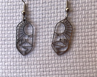 Boucles d'oreilles pendantes soleil céleste et nuage