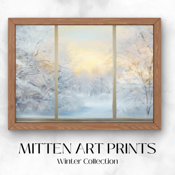 Frame TV Art Winterscape View Window, Frame TV Art Collection, Winter Decor, Seasonal, Digital Art Print Download.