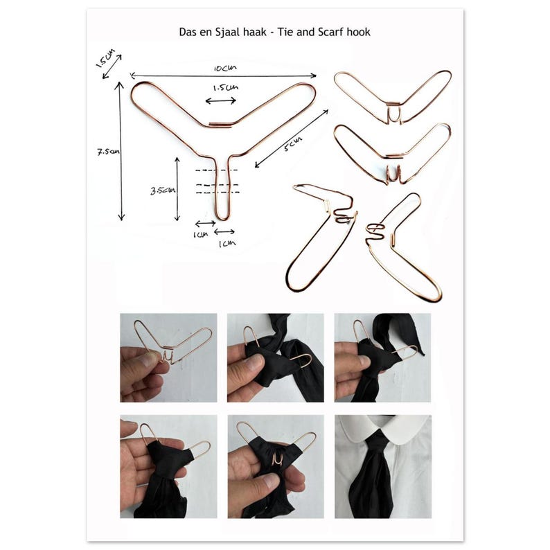 A4 Richtlijn Das en Sjaal haak - Guideline Tie and Scarf hook image 1