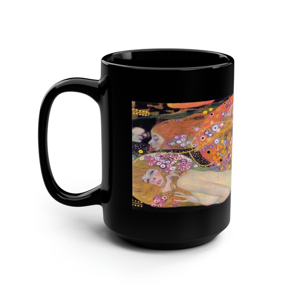 Serpents d'eau Gustav Klimt, tasse noire, 15 oz