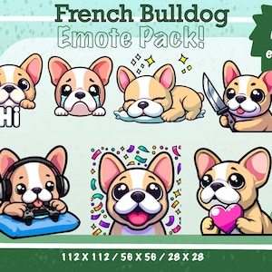 Cute Tan and White French Bulldog/ Frenchie Emotes for Streaming! *Youtube* *Twitch* *Discord*