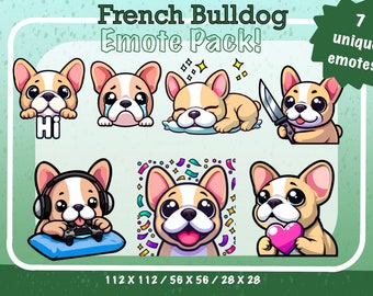 Cute French Bulldog Emotes for Twitch, YouTube, Discord (Digital Download)