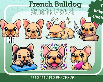 French Bulldog Emotes for Twitch, YouTube, Discord (Digital Download)