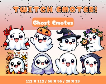 Cute Spooky Ghost Halloween Emotes for Twitch, YouTube, Discord