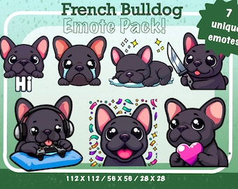 Cute French Bulldog Emotes for Twitch, YouTube, Discord (Digital Download)