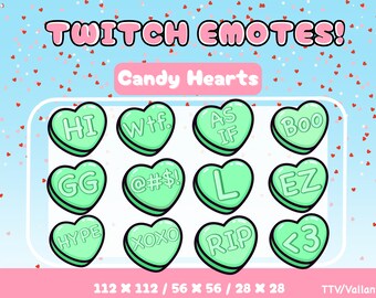 Green Candy Heart Emotes for Twitch, Youtube, Discord