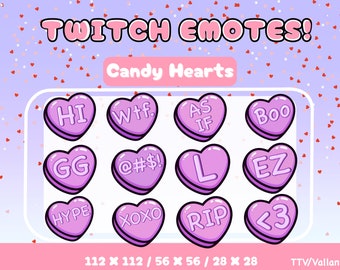 Purple Candy Heart Emotes for Twitch, YouTube, Discord