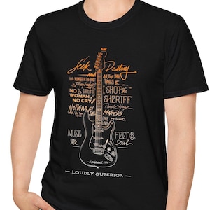 Vintage Electric Guitar Blueprint T-Shirt | Musician Typography Tee