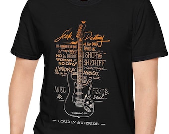 Vintage Electric Guitar Blueprint T-Shirt | Musician Typography Tee