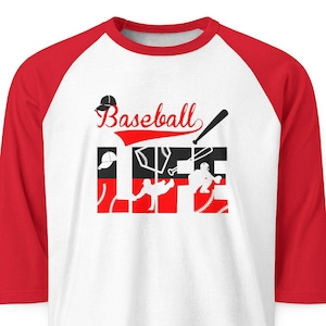 Camiseta raglán Baseball Life / Gráfico de bate y guante de béisbol imagen 1