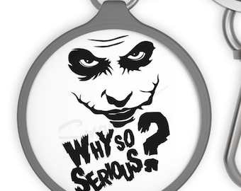 Why So Serious Joker face Keyring | Dark Clown Quote Keychain