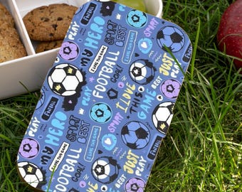 Soccer Doodles Bento Lunch Box | Football Pattern, Blue Kids Lunchbox