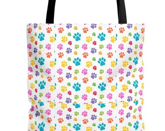 Colorful Paw Print Tote Bag | Playful Pet Lover Accessory