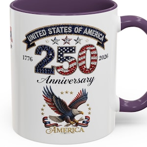 USA 250th Anniversary Eagle Coffee Mug | Patriotic 11oz 15oz Accent Mug image 1