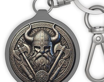 Sleutelhanger met Viking Warrior-embleem | Noors helmbijlontwerp