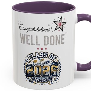 Klasse von 2026 Abschluss Herzlichen Glückwunsch Tasse | Akzent-Kaffeebecher Bild 1